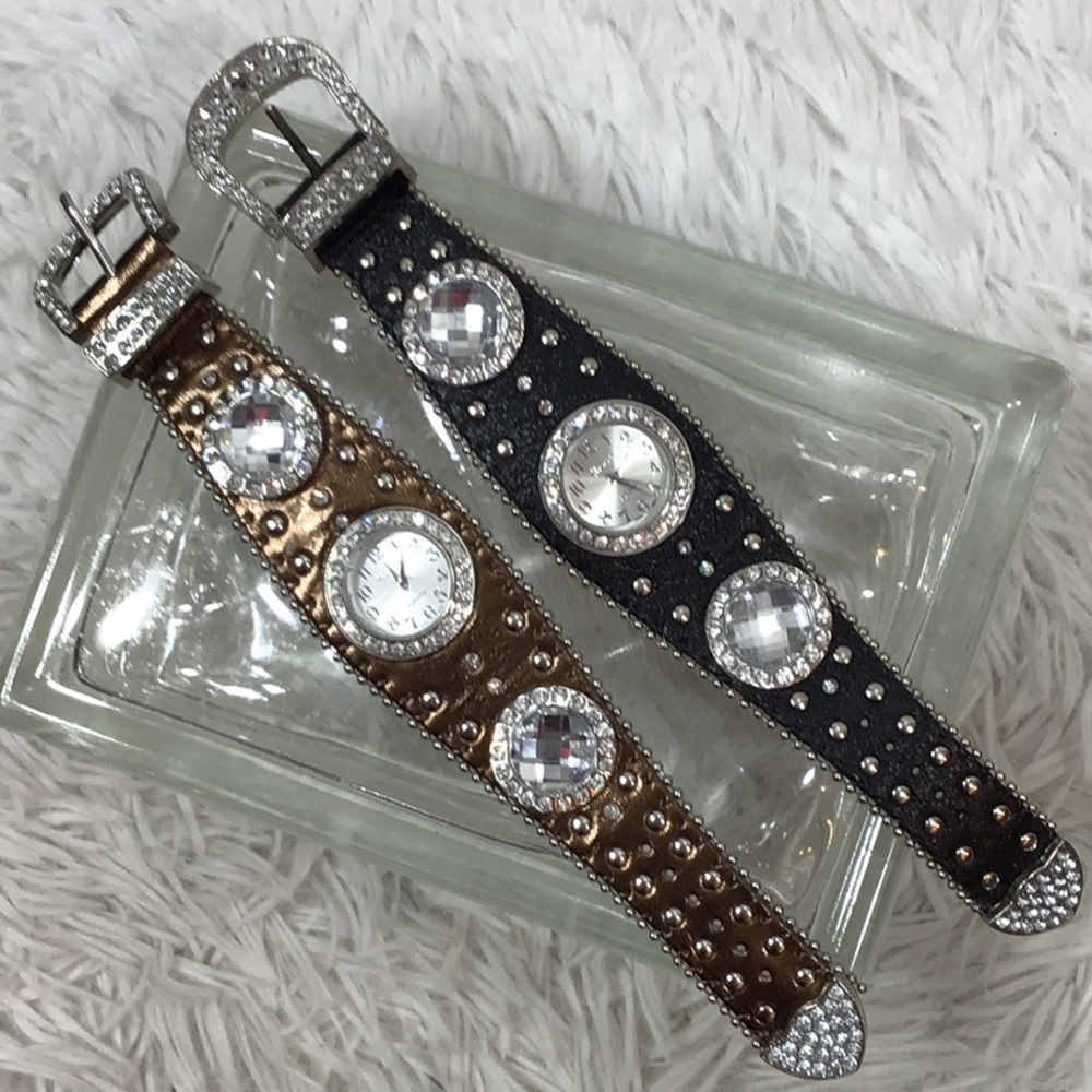 Geneva western design rhinestone bling watch